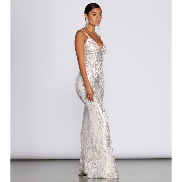 Windsor Ginger Sequin Mesh Strappy Gown - Picture 2 of 5